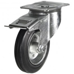 125mm Medium Duty Castors Rubber Tyre Steel Centre Plate Fixing
