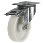 100mm Heavy Castors Plate Fix White Nylon Wheel