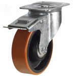 100mm Heavy Castors Plate Fix Polyurethane Tyre Cast Iron Centre Wheel