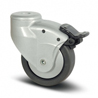 Single Wheel Castors Plate, Friction Pin & Threaded Stem Fitting  With Astetic All Plastic Body 50mm & 75mm