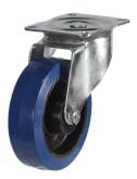 80mm Medium Duty Swivel Castors Blue Rubber Wheel Roller Bearing