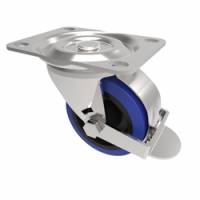 75mm Braked Industrial Castors With Blue Rubber Wheel