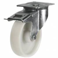 100mm Medium Duty Swivel Casters with Total Stop Brake White Nylon Wheel 