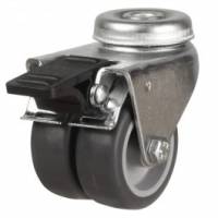 50mm Swivel Apparatus Castor with Total Stop Brake,Single Bolt Fitting & Twin Grey Non Marking Wheel