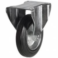 1600mm Fixed Castors with Black Rubber Tyred Wheel Steel Centre