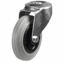 80mm Medium Duty Castor with Grey Rubber Wheel and single bolt hole fixing