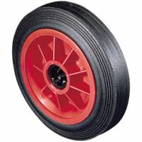 Cushion Rubber Tyre with ROLLER BEARING Bore Plastic Centre