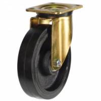 200mm Extra Heavy PRESSED STEEL Swivel Castor Rubber Tyre/Cast Iron Centre Ball Bearing