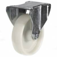 200mm Fixed Castors with White Nylon Wheel with Roller Bearing