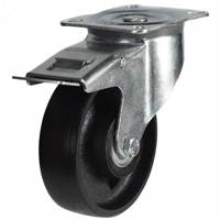 100mm Heavy Duty Brake Swivel Castors With Cast Iron & Roller Bearing Wheel