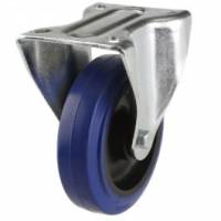 160mm Fixed Castors with Blue Elastic Rubber Tyre