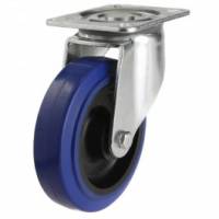 100mm Medium Duty Swivel Casters Blue Elastic Non Marking  Rubber Wheel 