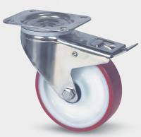 160mm Stainless Steel Braked Castor with Polyurethane Wheel