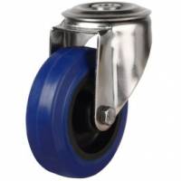 125mm Stainless Steel Swivel Bolt Hole Castor with BLUE RUBBER Wheel