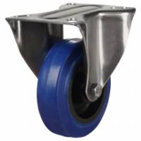 80mm Stainless Steel Fixed Castor with Blue Rubber Wheel