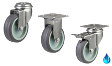 50mm Stainless Steel Castors With Grey TPR Rubber Wheels