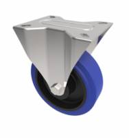 75mm Fixed Industrial Castors with Blue Rubber Wheel