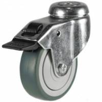 50mm Swivel Apparatus Castor with Wheel Brake,Single Bolt Fitting & Grey Non Marking Wheel